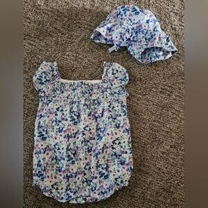Janie and Jack Floral Romper and Bonnet